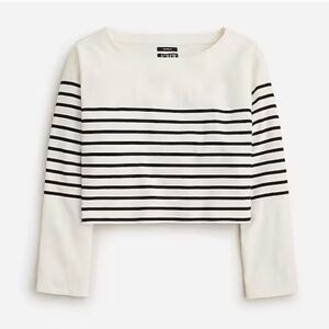 J. Crew Boatneck Cropped Long Sleeve Mariner T-Shirt, Small